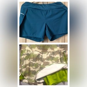 2 pairs - Avia Women’s Camo & Blue Elastic Waist Pull On Active Shorts Size: S